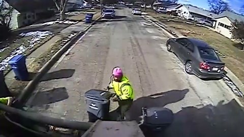 Video shows oxygen tank explode inside garbage truck