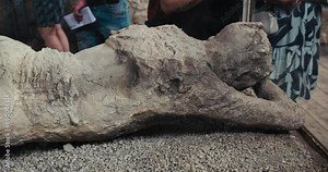 Plaster cast of victim at Stabian Baths, Pompeii, Italy
