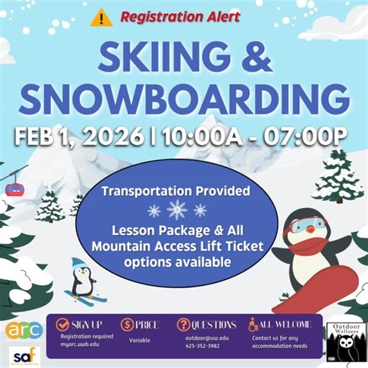 Outdoor Wellness on Instagram: "Registration Alert🚨 It’s back and bigger than ever! Join Outdoor Wellness for an excursion up to Snoqualmie Pass for serious fun in the snow. All levels are welcome! Never skied or snowboarded before? No problem! We are offering Ski/Snowboard Lesson Package and All Mountain Access Lift Ticket options upon registration. All transportation will be provided as well. Registration opens TONIGHT at midnight (12:00a) Price: Beginner Ski/Snowboard Lesson Package (Lesson 