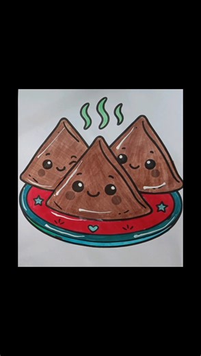 How to draw samosa ll.Easy samosa Drawing ll Asmr samosa colouring video ll Asmr video drawing