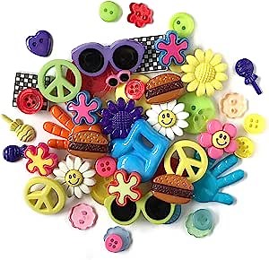 Buttons Galore and More Collection Round Novelty Buttons & Embellishments Based on Variety of Themes, Holidays and Seasons for DIY Crafts, Scrapbooking, Sewing, Cardmaking and Other Projects – 50 Pcs