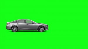 Footage grey Car moving isolated on Green Screen