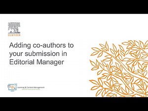 Adding co-authors to your submission in Editorial Manager