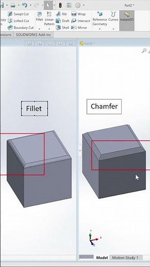 Fillet vs Chamfer in SolidWorks (Beginner)