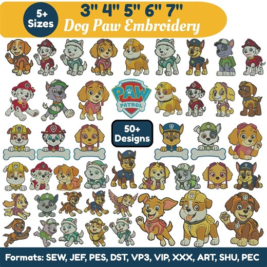 Dog Paw Machine Embroidery Design 50  Dog Paw Bundle Designs Mini Dog Embroidery Pet Custom Embroidery Design All Formats Instant Download - Etsy