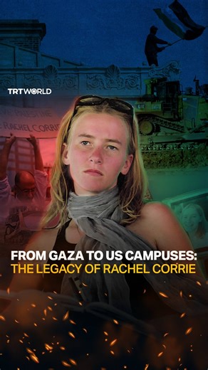 8.5K views · 483 reactions | The legacy of Rachel Corrie, who was murdered by a Caterpillar bulldozer while trying to protect a Palestinian family in Gaza, continues on American college campuses today. Watch the full documentary: https://www.youtube.com/watch?v=s0DMz59Iu6I | TRT World | Facebook