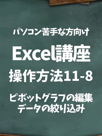 【Excel｜ピボットグラフの編集（データの絞り込み）】 ピボットグラフを作ったあとに、 ✔ 特定のデータだけ見たい ✔ 月ごと・担当者ごとに見たい ✔ 一部を非表示にしたい そんなときは **データの絞り込み（フィルター）**を使います。 ■ 絞り込みの基本 ① ピボットグラフをクリック ② グラフの中にある ▼（フィルター） をクリック ③ 表示したい項目だけチェック ④ 「OK」をクリック これで 特定のデータだけ表示できます。 ■ よく使う絞り込み ✔ 担当者ごと ✔ 商品ごと ✔ 月ごと ✔ 地域ごと 必要なデータだけ表示することで グラフが一気に見やすくなります。 ■ すべて戻す方法 フィルターを開き ✔ 「すべて選択」 にチェックを入れれば 元の表示に戻ります。 ■ ポイント ピボットグラフは 作ったあとに データを切り替えて分析する のが本来の使い方です。 つまり 絞り込みが一番よく使う機能です。 🔖 見返せるよう保存 💬 ピボットテーブル使っていますか？ 🎁 Excel初心者向け便利ワザはプロフィールから