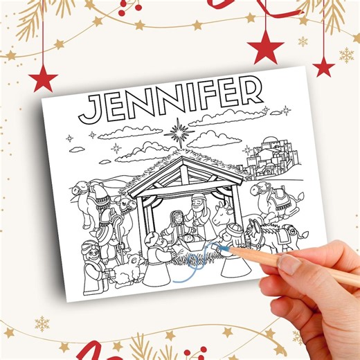 Nativity Scene Coloring Page – Birth of Jesus Christmas Printable – Christian Catholic Holiday Activity - Etsy
