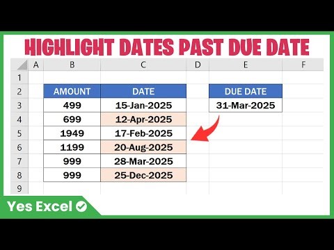 Highlight Date Past Due Date in Excel