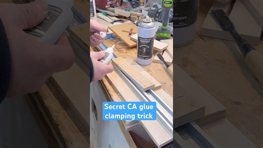 Clamp up pieces using the CA glue and activator bond as a clamp #workshop #woodworking #diy