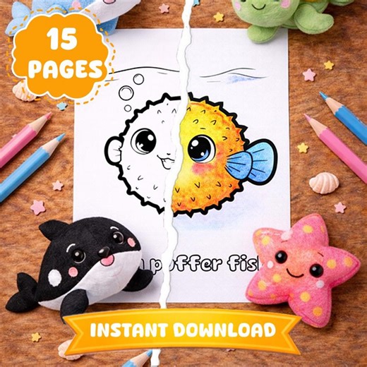 Baby Sea Animals Coloring Book Printable PDF, Cute Ocean Animal Coloring Book for Kids, Easy Bold Toddler Coloring Pages, Instant Download - Etsy