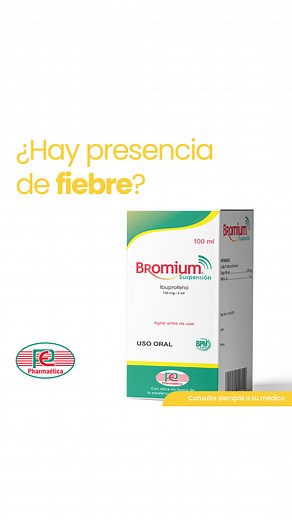 Bromium Suspensión es la respuesta para la fiebre de tu infante. 🙏 Con una sola dosis, podrás ver cómo se recupera tu pequeño. 😊 Adiós a la fiebre, hola a la sonrisa. 😃 | Pharmaetica Laboratorio