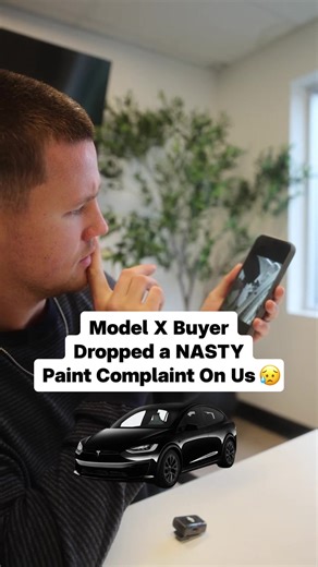 This Model X buyer thought we sold him a car with a bad respray after the hood started chipping. We didn't do the work, but the second he sent the footage of the damage, I knew we had to step in and fix the situation. @jo_trachuk #teslamodelx #carsales #customerservice #cardealership