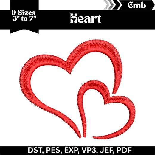 Love Embroidery Design, Heart Embroidery Machine File, 9 Sizes, Instant Download - Etsy