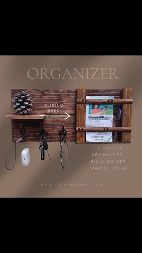 Buy this wooden organizer Now organizing your unpaid bills, a pen...