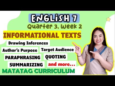 INFORMATIONAL TEXTS|| Summarizing Paraphrasing Quoting ||ENGLISH 7| Week 2|| QUARTER 3||MATATAG