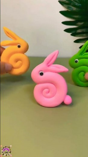 How to Make a Cute Rabbit 🐇 with Polymer Clay || easy DIY clay bunny 🐰#short #clay #craft #craftopia