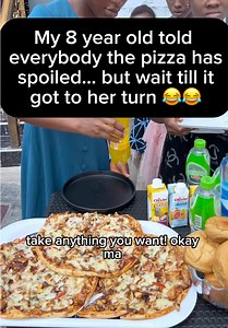 I kept pizza, doughnuts and drinks for my kids to pick from. Anytime anyone tried to touch the pizza, my 8-year-old shouted, “The pizza has spoiled!” 😂 But when it got to her turn, she started eating the same pizza she said was spoiled 🤣 Kids and their wisdom! #fyp#foryou#viral#trending#foryoupage