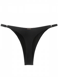 RELLECIGA Women's High Cut Thong Bikini Bottom Black Cheeky Low Rise Bikinis for Women Size S