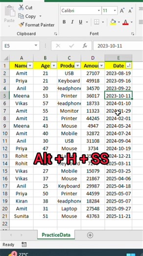 Date Sort करने का आसान तरीका #excel #shorts