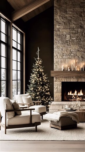 𝗠𝗜𝗞𝗘 + 𝗠𝗜𝗖𝗛𝗘𝗟𝗟𝗘 | 𝗥𝗮𝗻𝗴𝗲𝗿 𝗛𝗼𝗺𝗲 𝗡𝗪 on Instagram: "Mountain living, modern style. We’re enjoying the snowfall from inside this home design, where warm wood details meet stunning contrast in every corner. 🤍 Home Concept/Design: @rangerhome_nw #modernorganic #aihomedesign #MyCrumbshome #organicmodern #transitionalmodern"