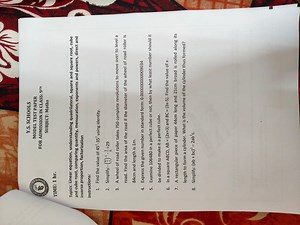 Y.S. SCHOOLSMODEL TEST PAPERFOR ADMISSION IN CLASS: 9THSUBJ... | Filo