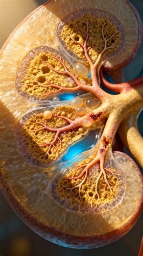 When sugar stays high for a long time, the kidneys keep working harder than they were designed to. Blood moves through tiny filters inside each kidney, and these filters depend on steady pressure and healthy vessel walls. With constant sugar overload, the blood becomes heavier to manage, and the vessel linings start reacting to this extra stress. Over time, these small vessels lose their smooth structure, and the filters cannot keep up with the everyday load. As the sugar burden continues, the f