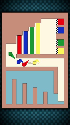 Red vs Blue vs Green vs Yellow | Square Race 🟥🟦🟩🟨 (Multi Finish Lines) #shorts