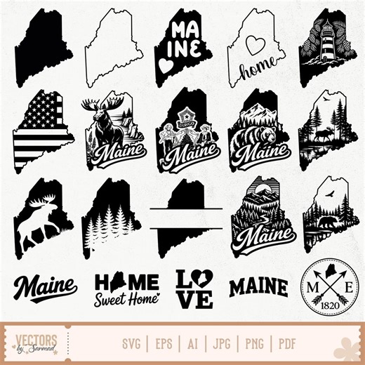 Maine SVG Bundle, Maine SVG, Maine Outline Svg, Maine Home Svg, Maine State Svg, Maine Logo Svg, Maine Varsity Svg, Maine State Map Svg - Etsy