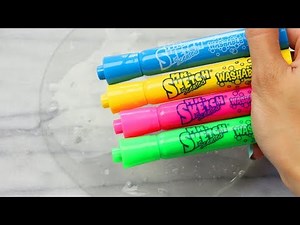 Satisfying Slime Coloring Swirls Using Mr. Sketch Fruit Scented Markers!