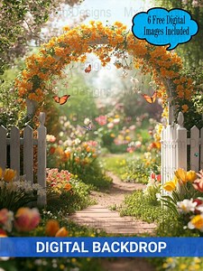 Enchanted Garden Arch Digital Backdrop, Floral Path Garden Background, Spring Garden Scene, Rustic Garden Pathway - Etsy Australia