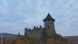 Beautiful Drone video of Holloko Castle in Autumn, Hungary