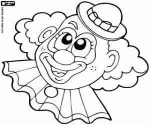 Clown face coloring page printable game