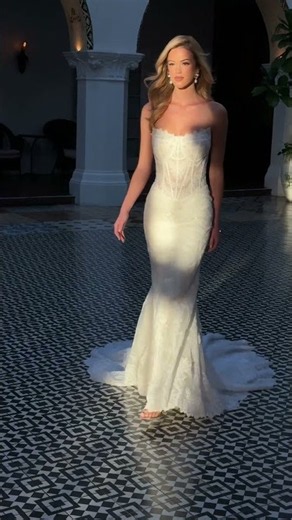 Glamourous Lace and Sequin Fit-and-Flare Wedding Dress with Corset Bodice | Style D4541
