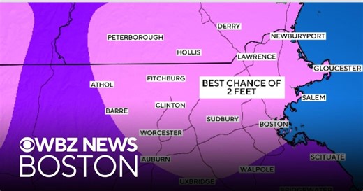Latest forecast for Boston and Massachusetts shows best chance for 2 feet of snow