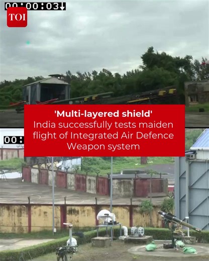 The Defence Research and Development Organisation (DRDO) successfully conducted maiden flight tests of the Integrated Air Defence Weapon System (IADWS) off the #Odisha coast on August 23, 2025. More details🔗http://toi.in/ZWGlIZ #DRDO #AirDefence #Odisha #IndiaDefence | The Times of India