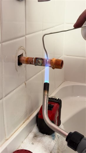 Installing a tub spout. #plumbing #plumber #trades #soldering #construction