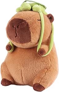 Capybara Plush Toy with Removable Turtle Backpack, Cute Capybara Stuffed Animal, Interactive Toy for Kids and Animal Lovers, Creative Presents for Boys Girls Kids Birthday Christmas, 9"