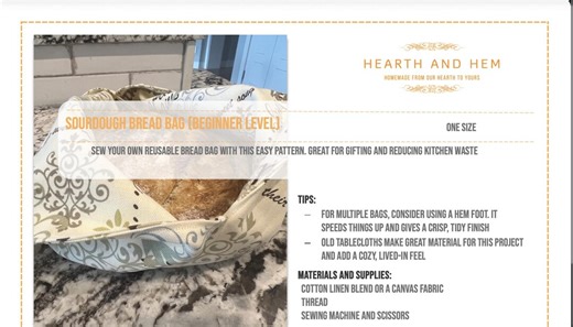 Artisan-handmade Sourdough Bread Bag Pattern | Beginner Friendly | Printable PDF - Etsy