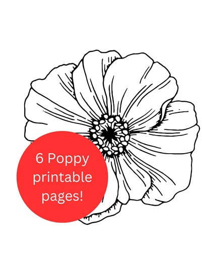 6 Poppy Printable Pages Word, A4, PDF - Etsy
