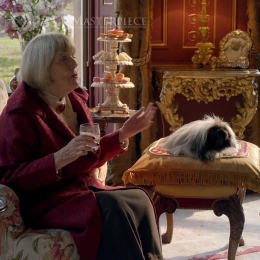 The wonderfully eccentric Mrs. Pumphrey lives with her Pekingese Tricki-Woo, whom she spoils rotten. Don't miss TOMORROW's premiere of All Creatures Great and Small! | MASTERPIECE | PBS