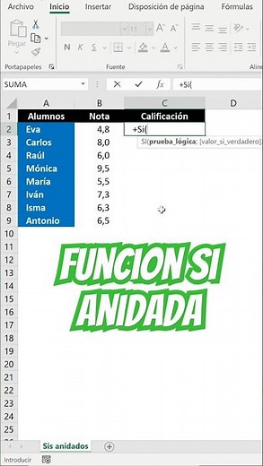 Función SI anidada en Excel