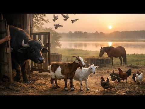 Peaceful Farm Morning Routine | Village Life with Animals | Relaxing Nature & ASMR Sounds