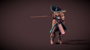 Rapier fencing girl - 3D model by tserkovnikovi