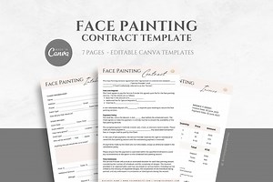 Editable Face Painting Contract Template, Event Face Painter Intake Form, Face Painting Service Agreement, Invoice Template, Canva Editable - Etsy
