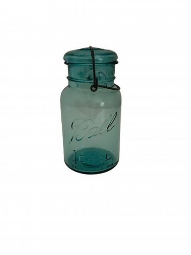 Antique Ball IDEAL • #7 • Aqua Blue Glass Canning Mason Jar With Lid • Wire Bail • Quart Size • "pat'd JULY 14, 1908" • Very Good Condition - Etsy