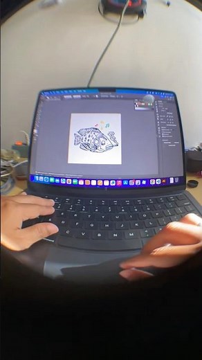 Macbook air M4 + Adobe Illustator + Best Magic Trackpad drawing time #shorts #macbook #drawing