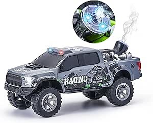 Smoke Pumping Engine, Lights and Sounds Monster Truck for Boys and Girls with Automatic Wheel Movements, Kids Toy Car for Ages 3 and up [Amazon Exclusive]