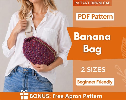 Banana Bag Sewing Pattern | Crossbody Bag Pattern | Shoulder Bag Pattern | Women Bag Pattern | Beginner Bag Pattern | Fanny Pack Pattern - Etsy