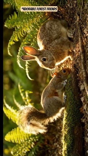 “Squirrel and Rabbit Friendship in the Forest”